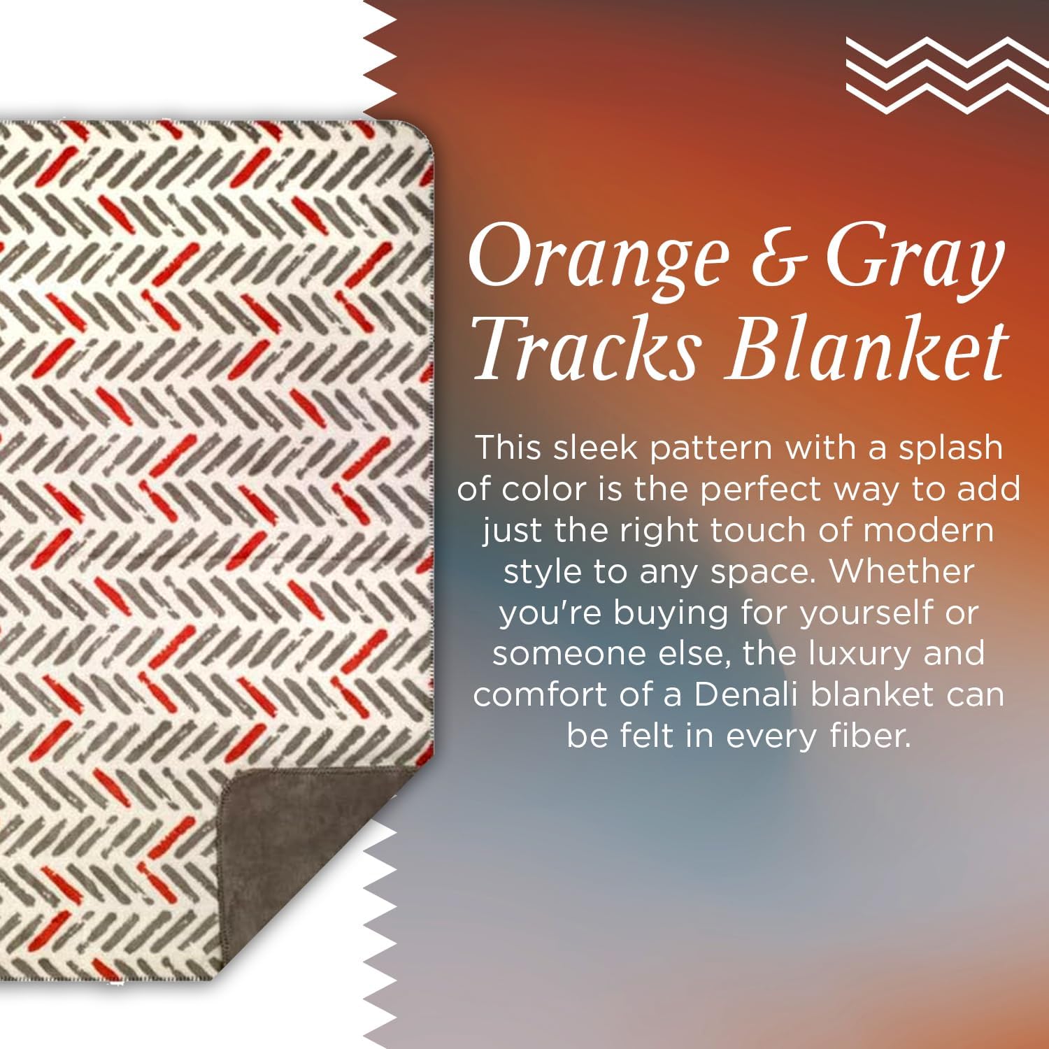 Denali Super Cozy Modern Plaid - Throw Blankets with Orange & Gray Tracks (60x72) - Image 3