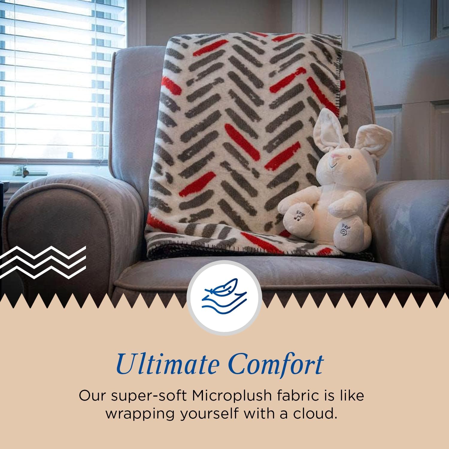 Denali Super Cozy Modern Plaid - Throw Blankets with Orange & Gray Tracks (60x72) - Image 4