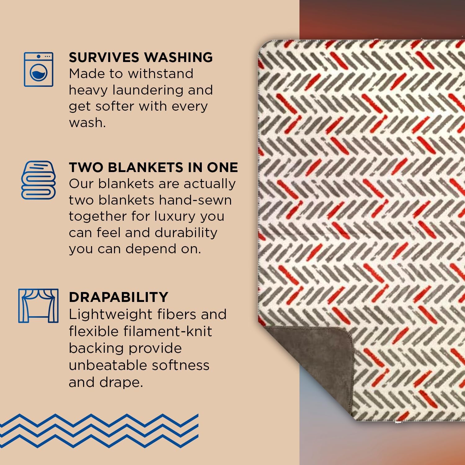 Denali Super Cozy Modern Plaid - Throw Blankets with Orange & Gray Tracks (60x72) - Image 7