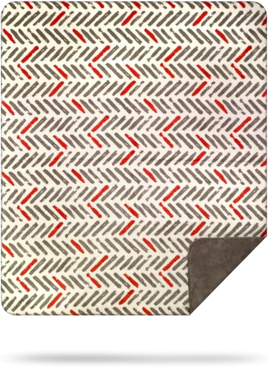 Denali Super Cozy Modern Plaid - Throw Blankets with Orange & Gray Tracks (60x72)