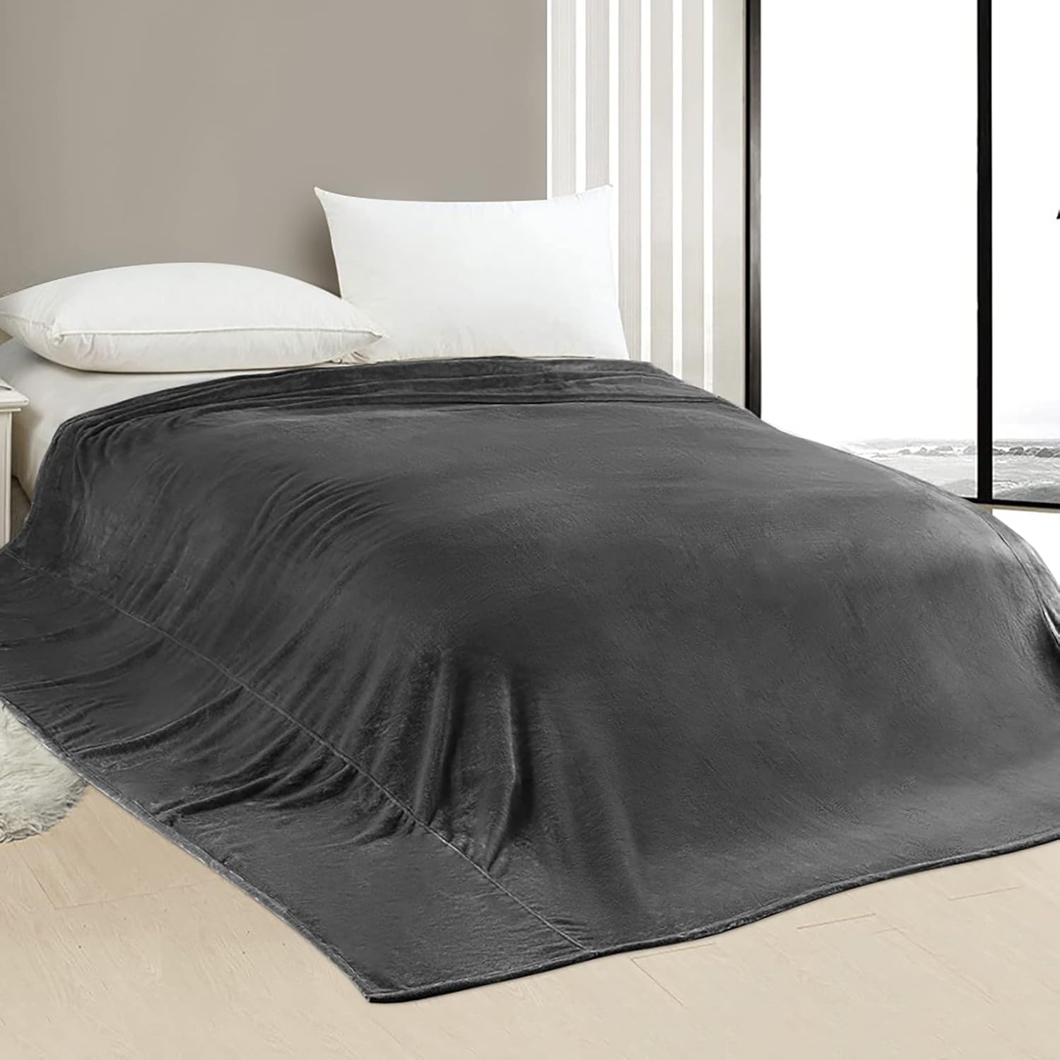 Edenleaf Oversized Blanket 120x120 Inches, Giant Huge Companion for Bed, Sofa,Travel and Camping, Extra Large Big Soft Blanket Fits The Whole Family and Outdoors, Dark Grey 10'x10' - Image 2