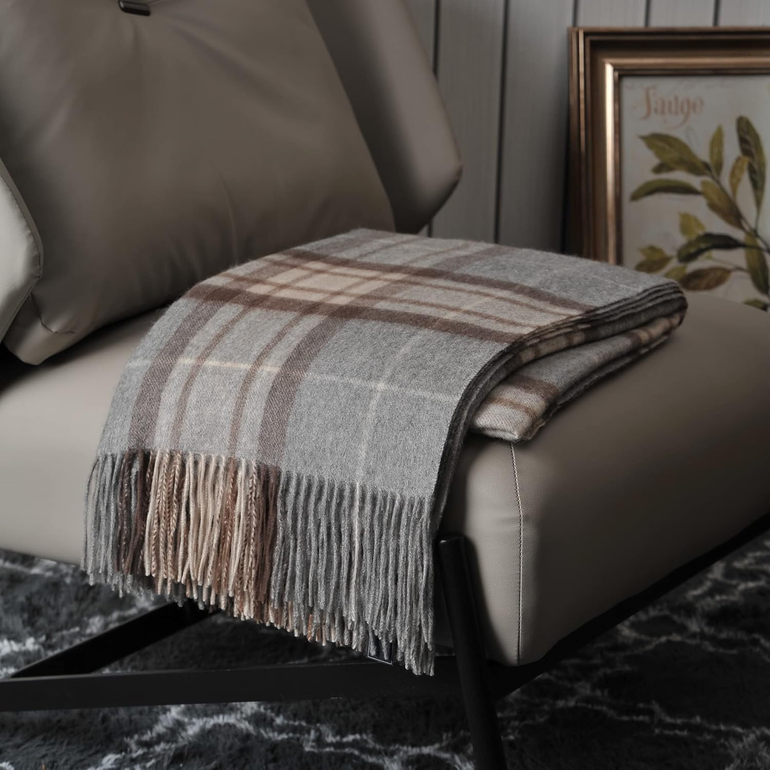 EP Mode 100% Pure Cashmere Throw Blanket Lt. Heather Grey i##e##s: Classic Design ^^ for Sofa ^^ with Gift Box :i##e##s - Image 19