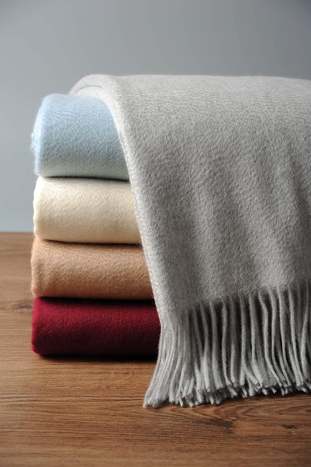 EP Mode 100% Pure Cashmere Throw Blanket Lt. Heather Grey i##e##s: Classic Design ^^ for Sofa ^^ with Gift Box :i##e##s