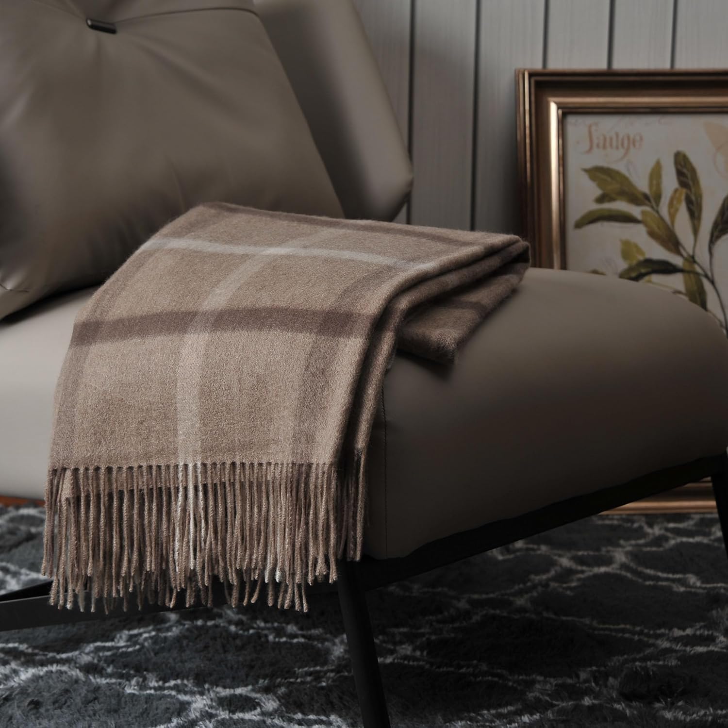 EP Mode 100% Pure Cashmere Throw Blanket Lt. Heather Grey i##e##s: Classic Design ^^ for Sofa ^^ with Gift Box :i##e##s - Image 16
