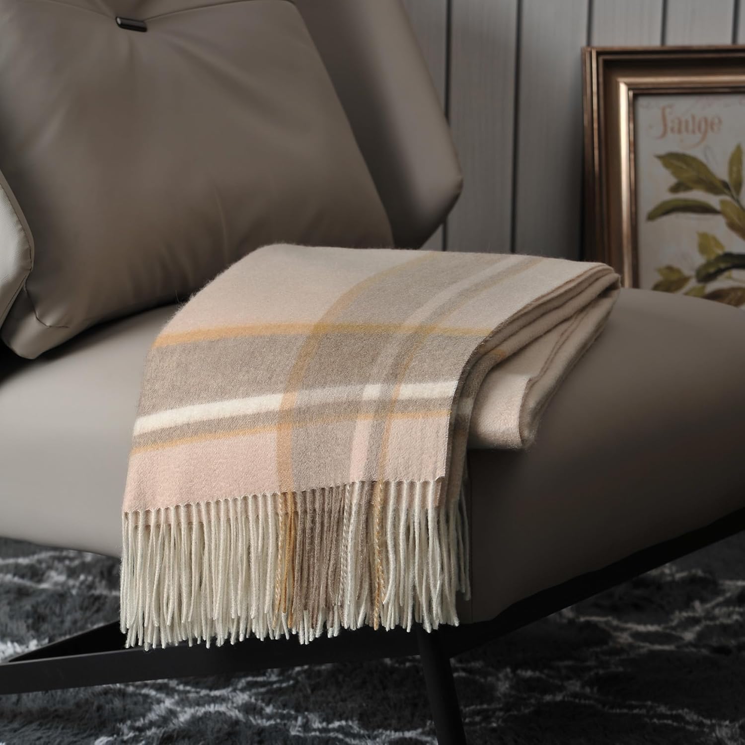 EP Mode 100% Pure Cashmere Throw Blanket Lt. Heather Grey i##e##s: Classic Design ^^ for Sofa ^^ with Gift Box :i##e##s - Image 17