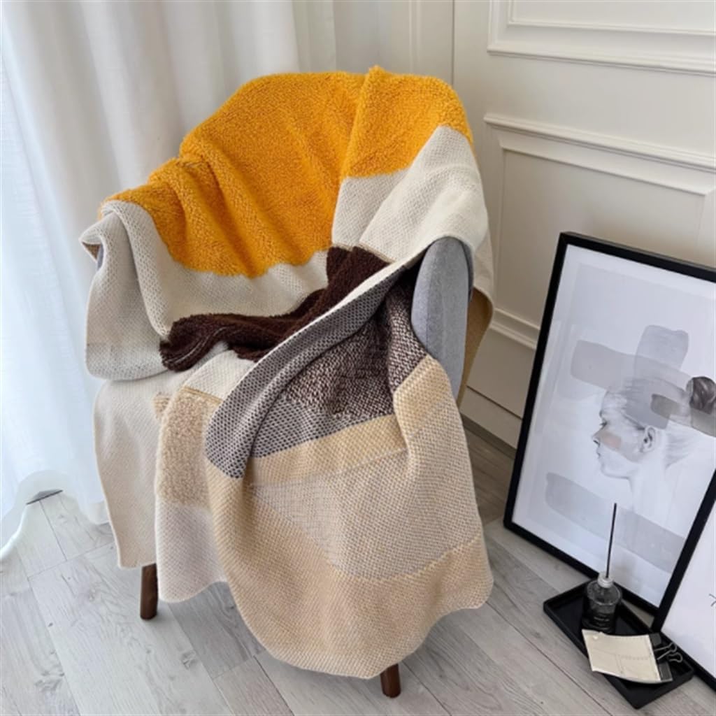 EWUROI Contrast Color Bedcloth Blanket, Single Small Throw Blanket for Sofa, Office Nap Blanket(130cmx170cm) - Image 3