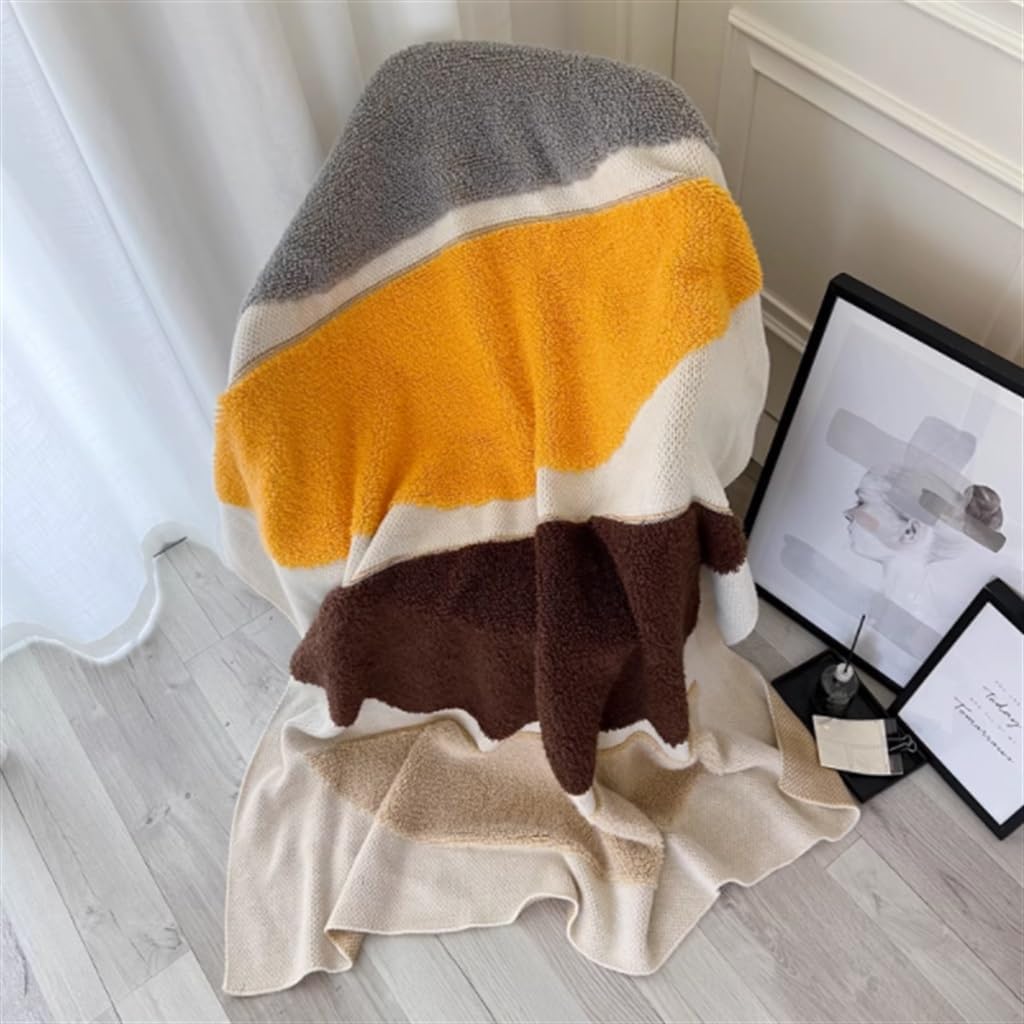EWUROI Contrast Color Bedcloth Blanket, Single Small Throw Blanket for Sofa, Office Nap Blanket(130cmx170cm) - Image 4