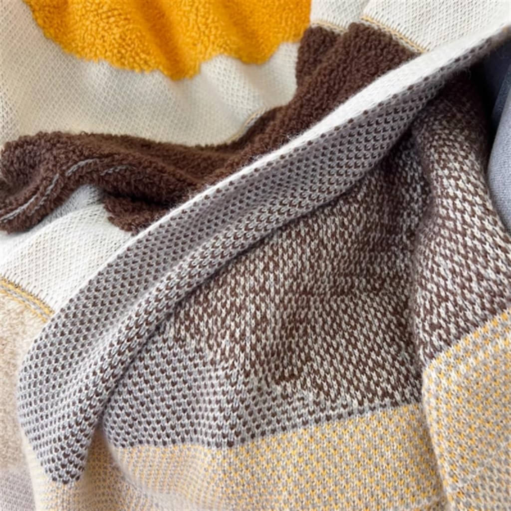 EWUROI Contrast Color Bedcloth Blanket, Single Small Throw Blanket for Sofa, Office Nap Blanket(130cmx170cm) - Image 5