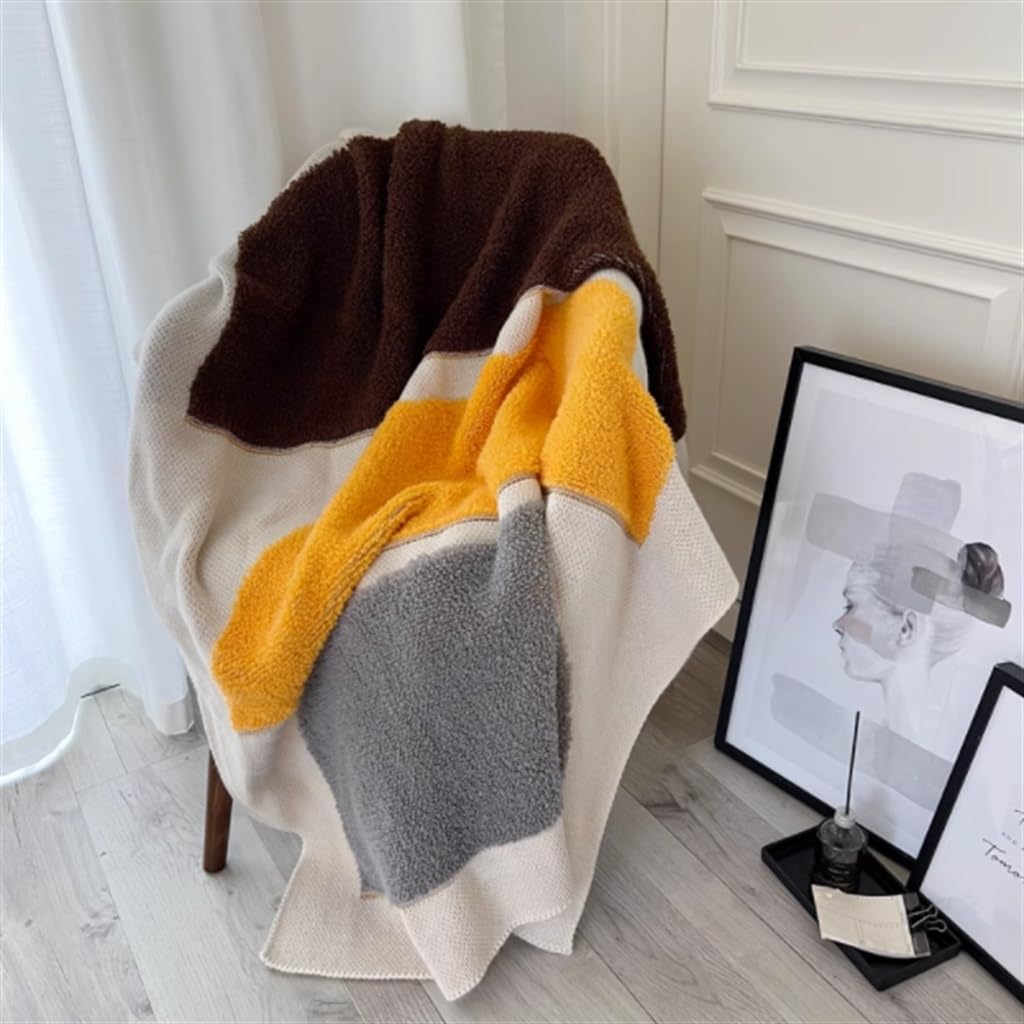 EWUROI Contrast Color Bedcloth Blanket, Single Small Throw Blanket for Sofa, Office Nap Blanket(130cmx170cm) - Image 2