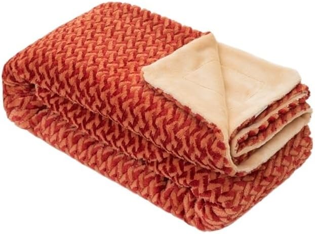 EWUROI Plush Cationic Fleece Blanket Air Conditioned Sofa Blanket Throw(Orange)