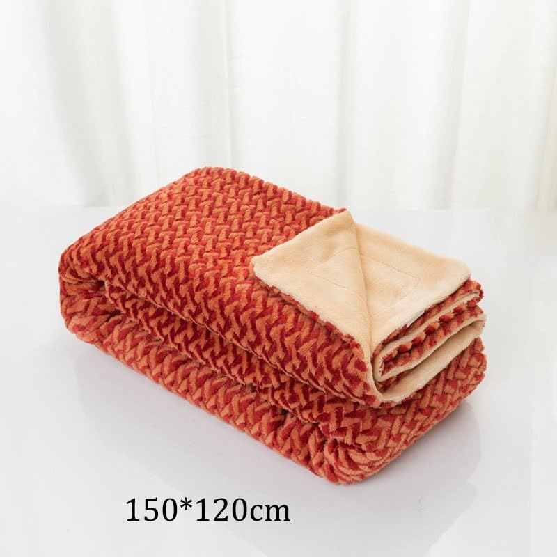 EWUROI Plush Cationic Fleece Blanket Air Conditioned Sofa Blanket Throw(Orange) - Image 6