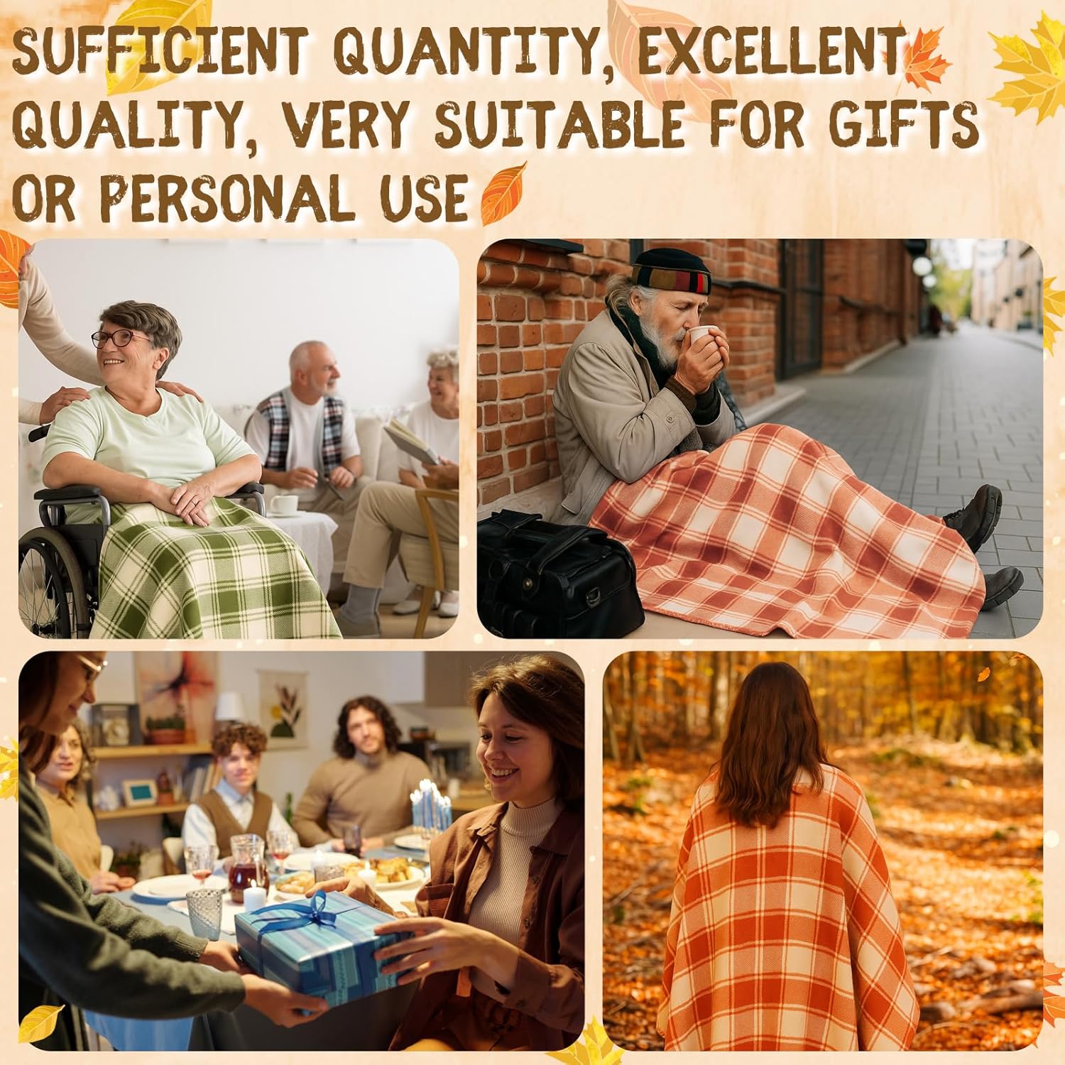 Fanfanwin 48 Pcs Fall Plaid Throw Blankets, 60 x 50 Inch Winter Xmas Cozy Fleece Blanket Checkered Bedding Chunky Rustic Modern Farmhouse for Home Bedding Couch Chair Homeless Gift - Image 6