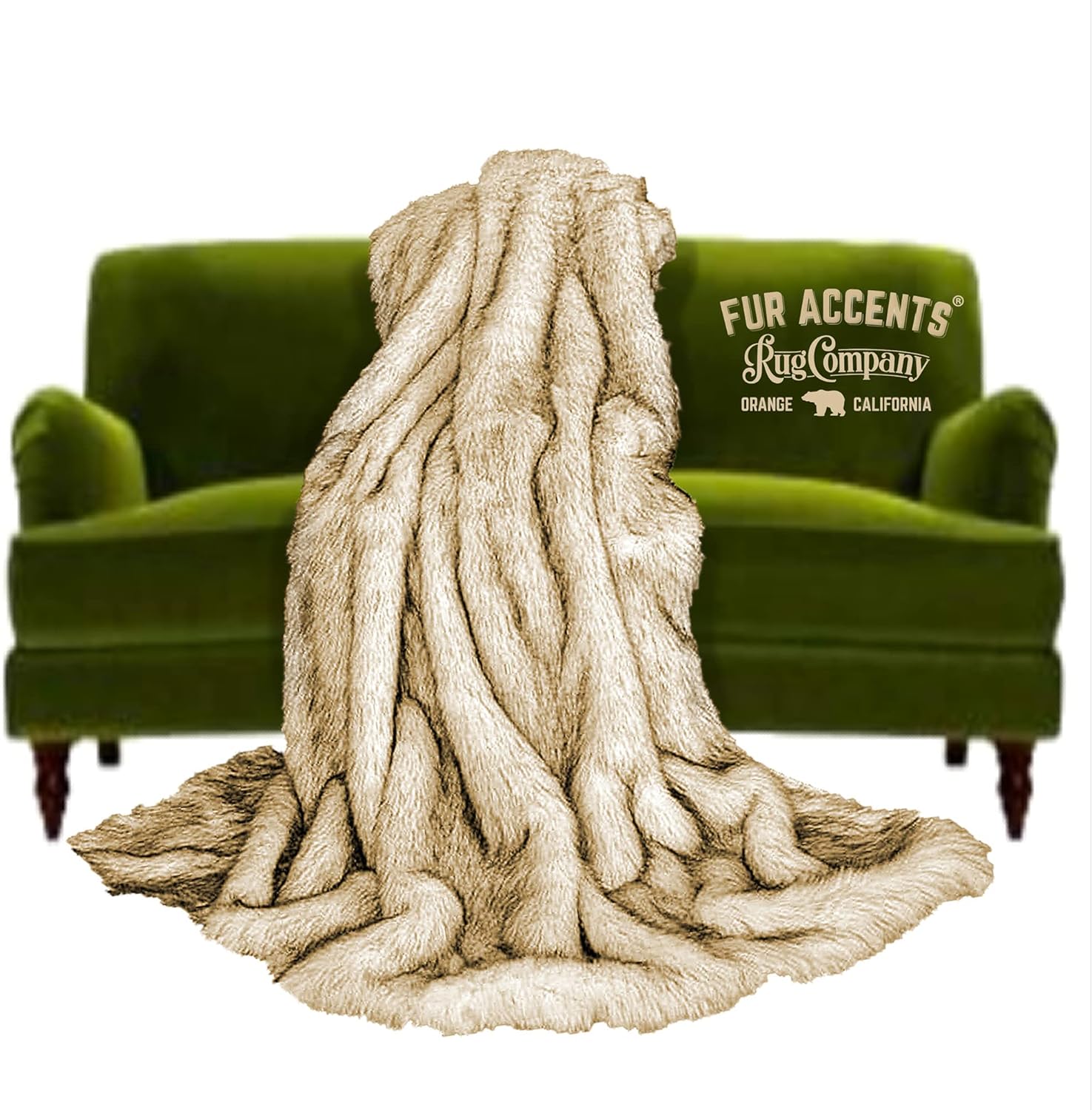 Fur Accents Arctic Fox Throw Blanket Brown-Tipped with Silky White Short Pile Faux Fur Backing 5'x7' - Image 3