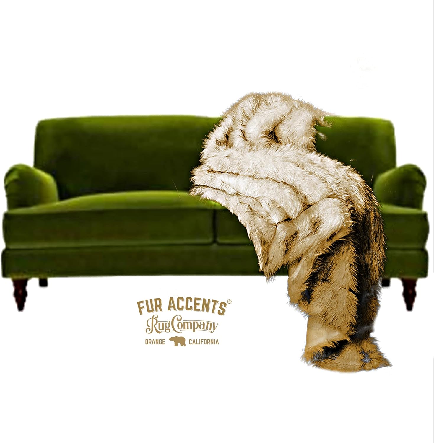 Fur Accents Arctic Fox Throw Blanket Brown-Tipped with Silky White Short Pile Faux Fur Backing 5'x7' - Image 9