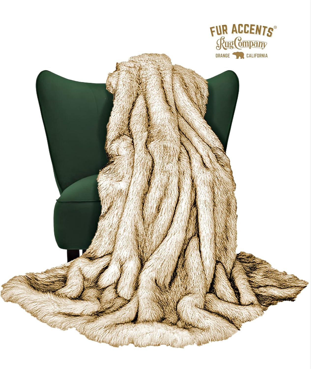 Fur Accents Arctic Fox Throw Blanket Brown-Tipped with Silky White Short Pile Faux Fur Backing 5'x7' - Image 5