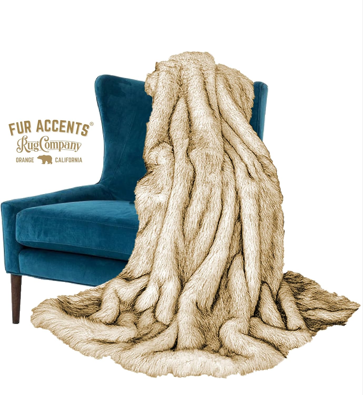 Fur Accents Arctic Fox Throw Blanket Brown-Tipped with Silky White Short Pile Faux Fur Backing 5'x7' - Image 7