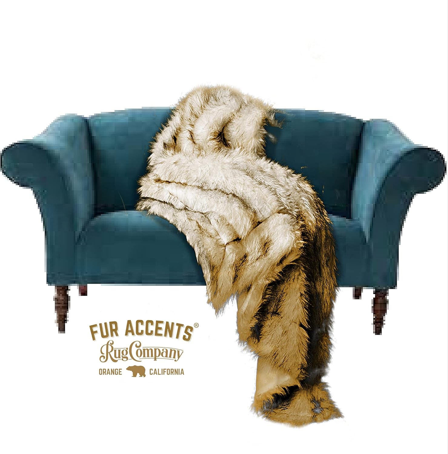 Fur Accents Arctic Fox Throw Blanket Brown-Tipped with Silky White Short Pile Faux Fur Backing 5'x7' - Image 6