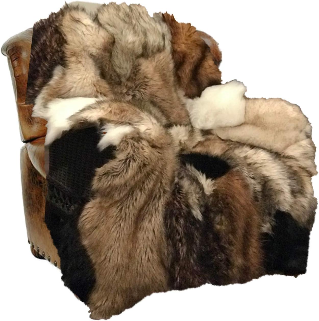 Fur Accents Extraordinary Fur 5'x5' Throw, Sofa Cover, Chair Cover, Patchwork Pieced Fur, Luxury Fur Throw Blanket, Rug, Bedspread, One of a Kind Design, Hand Made to Order USA (5'x5') - Image 3