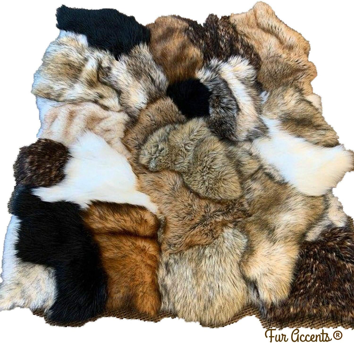 Fur Accents Extraordinary Patchwork Pieced Fur Throw, Sofa Cover, Chair Cover, Premium Fur Bedspread. Blanket, Area Accent Rug, One of a Kind Design, Hand Made to Order USA (2'x4')