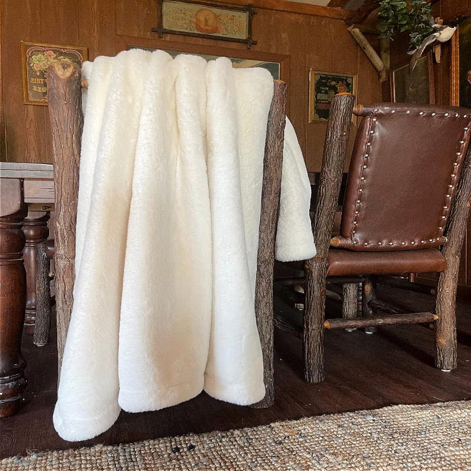 Fur Accents Faux Fur, Bunny Rabbit Throw Blanket with Velvety Soft Minky Cuddle Lining, Bedspread, Throw, Comforter, Hand Made to Order USA (King Size, Pink)