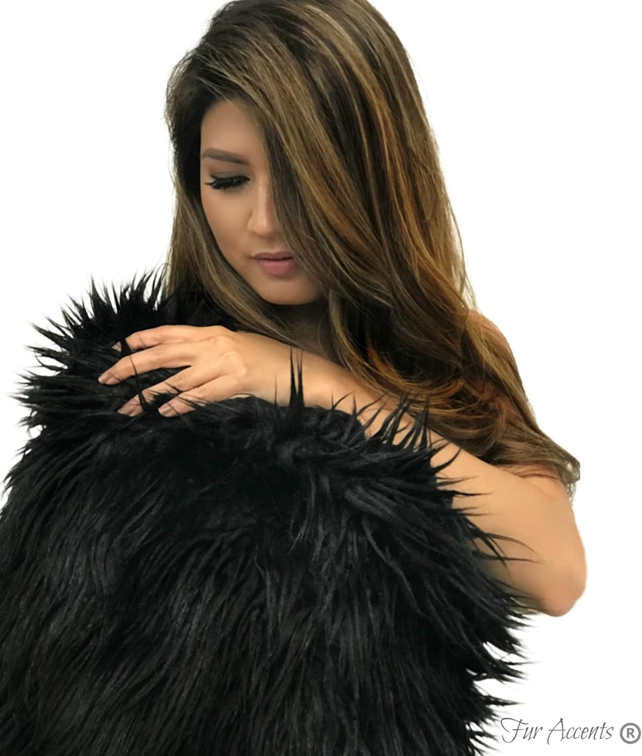 Fur Accents Faux Fur Throw Blanket Minky Cuddle Lining 3'x5' White i##e##s: Plush ^^ Soft Fur ^^ Shaggy ^^ Shag ^^ Black Bear ^^ Hand Made ^^ USA ^^ to Order ^^ Bedspread ^^ Comforter :i##e##s - Image 2