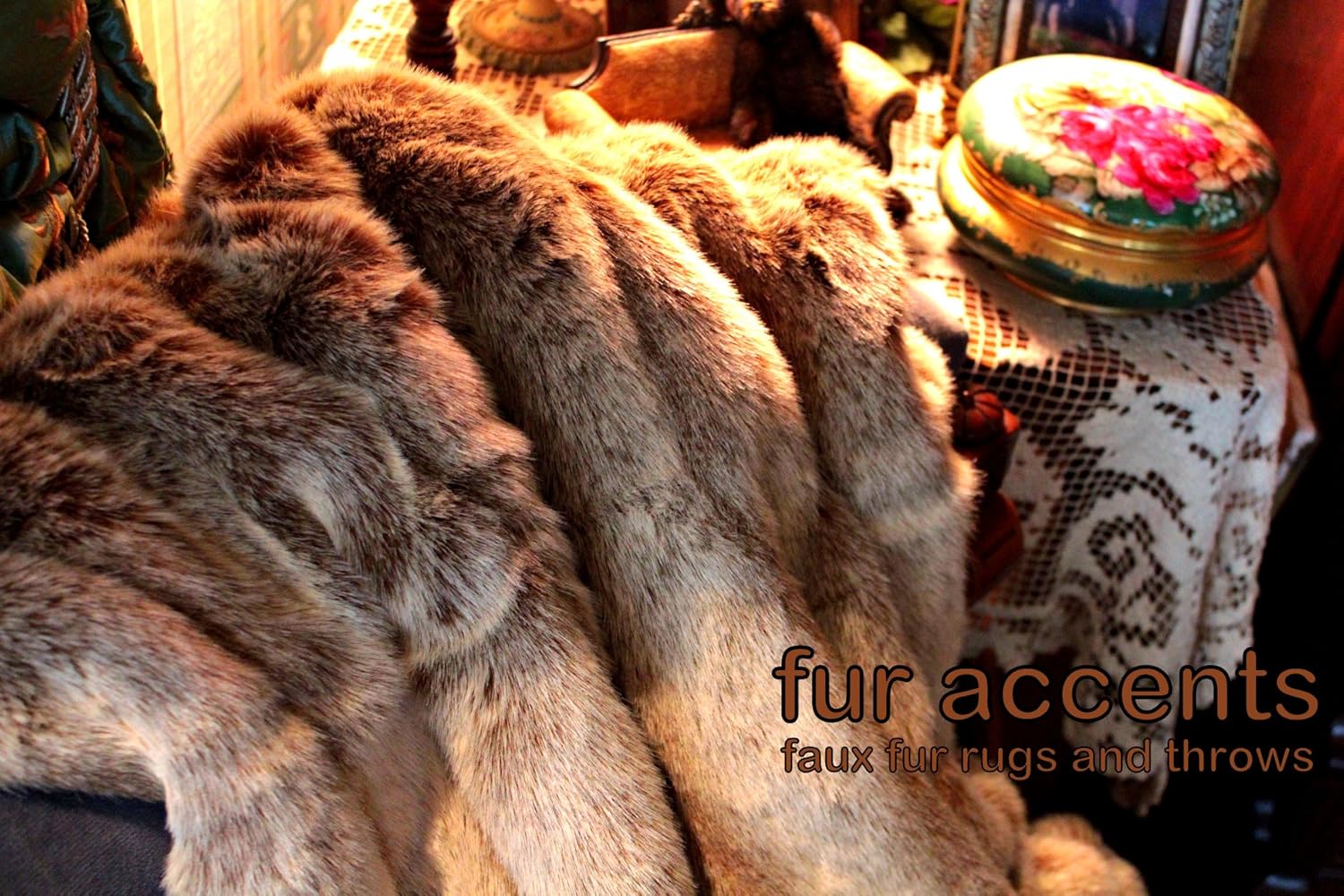 Fur Accents Premium Faux Fur Throw Blanket/Brown Channel Mink with Minky Cuddle Fur Lining 4'x5' - Image 5