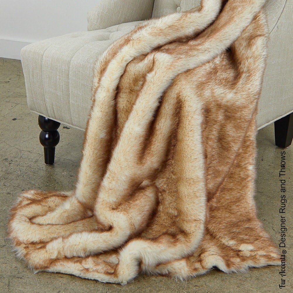 Fur Accents Sumptuous Luxury Faux Fur Throw Blanket - Designer Quality Made in America (58''x60'', Tawny Wolf) - Image 14