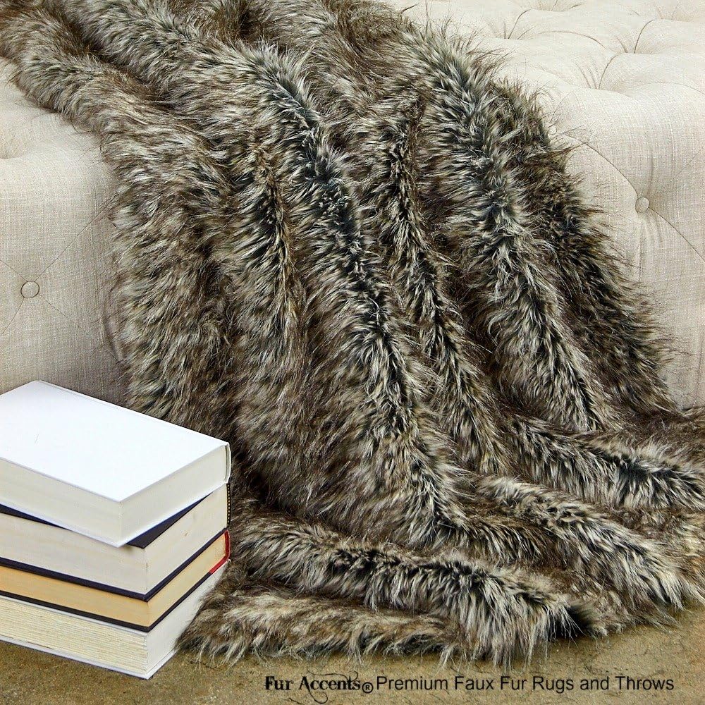 Fur Accents Sumptuous Luxury Faux Fur Throw Blanket - Designer Quality Made in America (58''x60'', Tawny Wolf) - Image 20