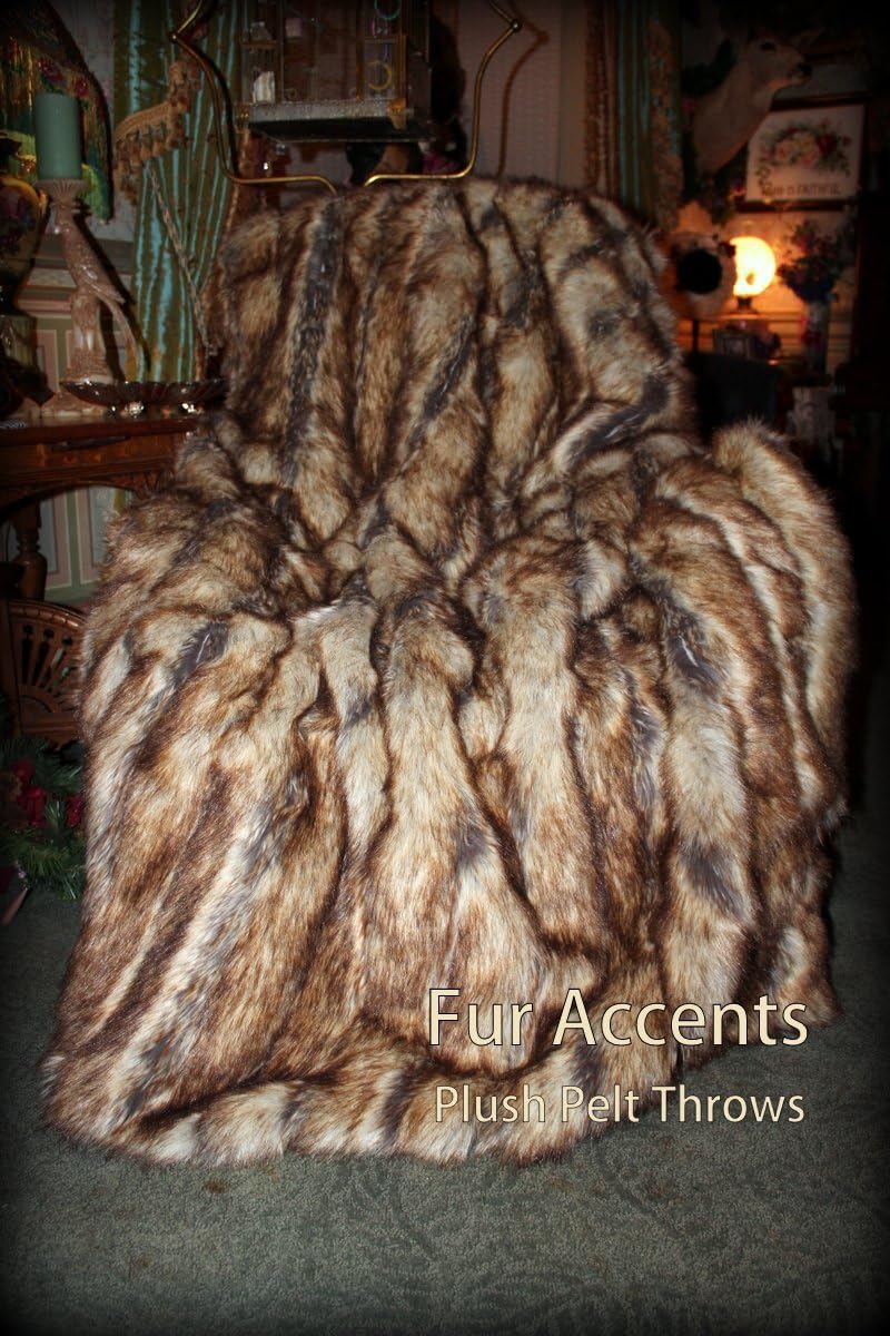 Fur Accents Sumptuous Luxury Faux Fur Throw Blanket - Designer Quality Made in America (58''x60'', Tawny Wolf) - Image 4