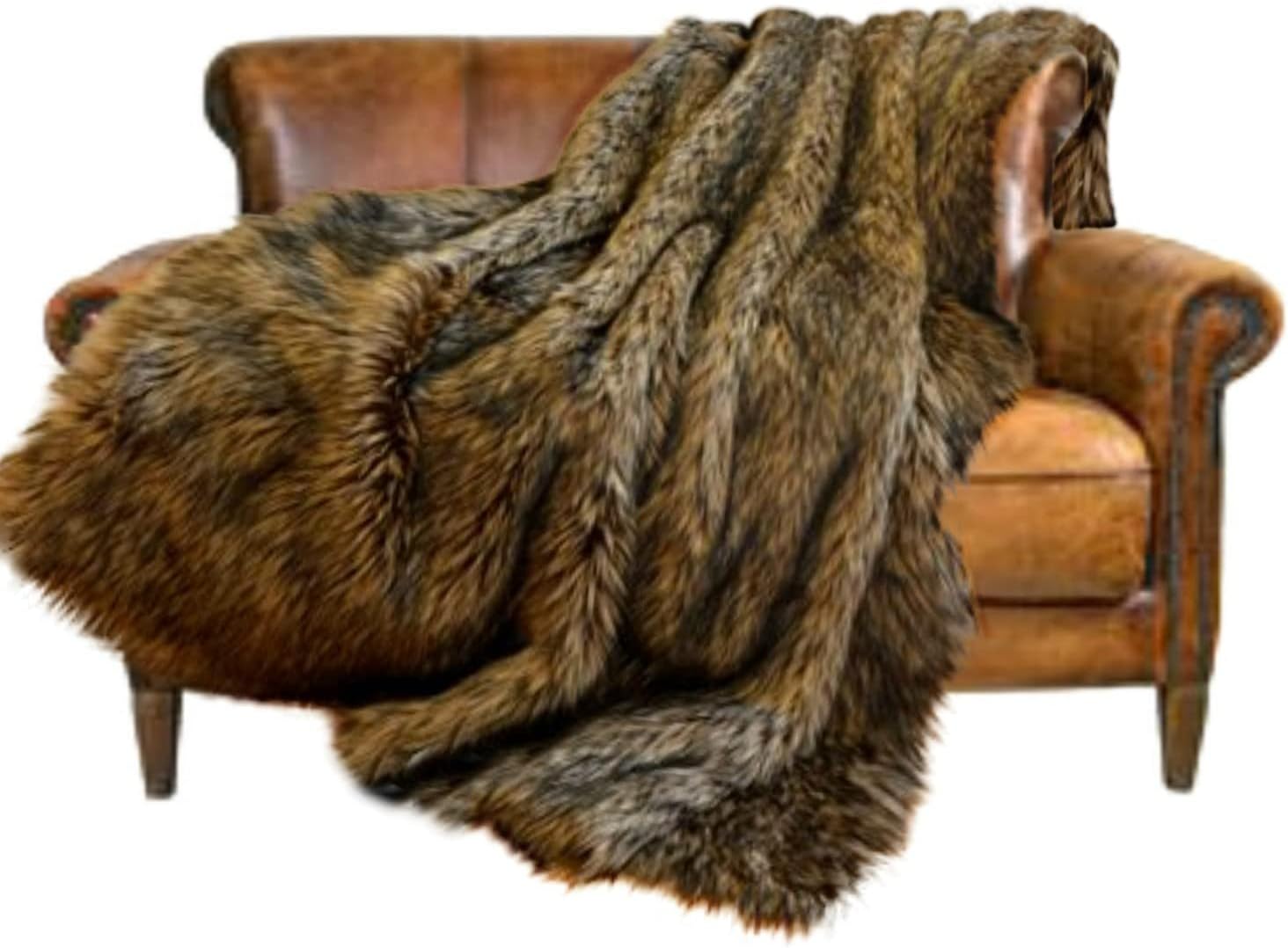 Fur Accents Sumptuous Luxury Faux Fur Throw Blanket - Designer Quality Made in America (58''x60'', Tawny Wolf) - Image 23