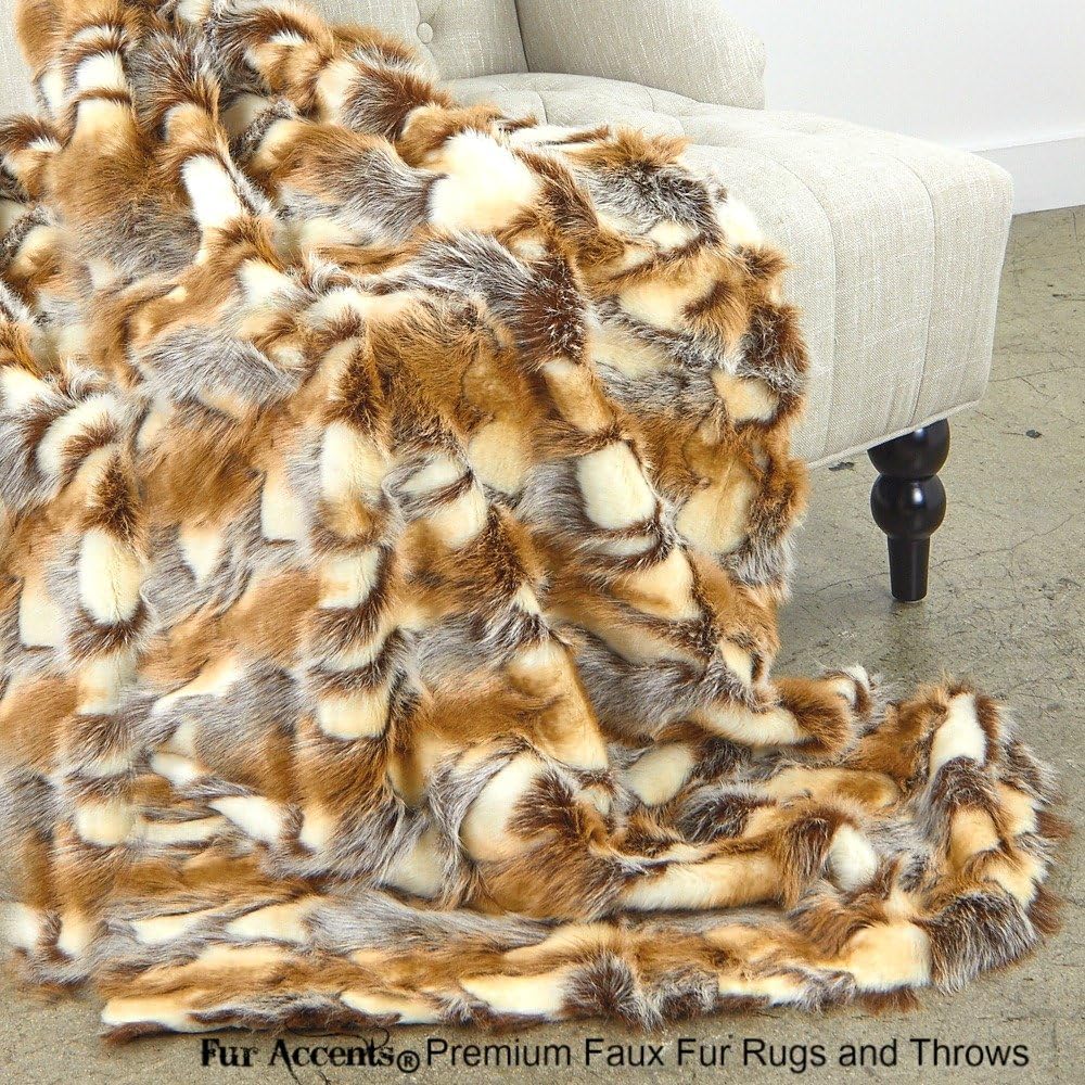 Fur Accents Sumptuous Luxury Faux Fur Throw Blanket - Designer Quality Made in America (58''x60'', Tawny Wolf) - Image 12