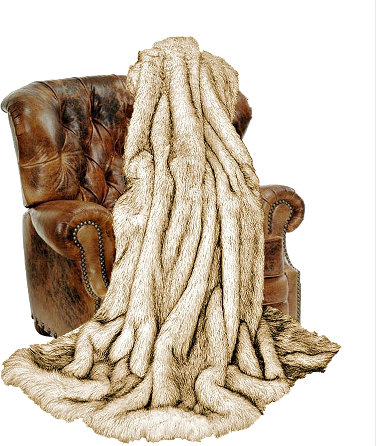 Fur Accents Sumptuous Luxury Faux Fur Throw Blanket - Designer Quality Made in America (58''x60'', Tawny Wolf) - Image 27