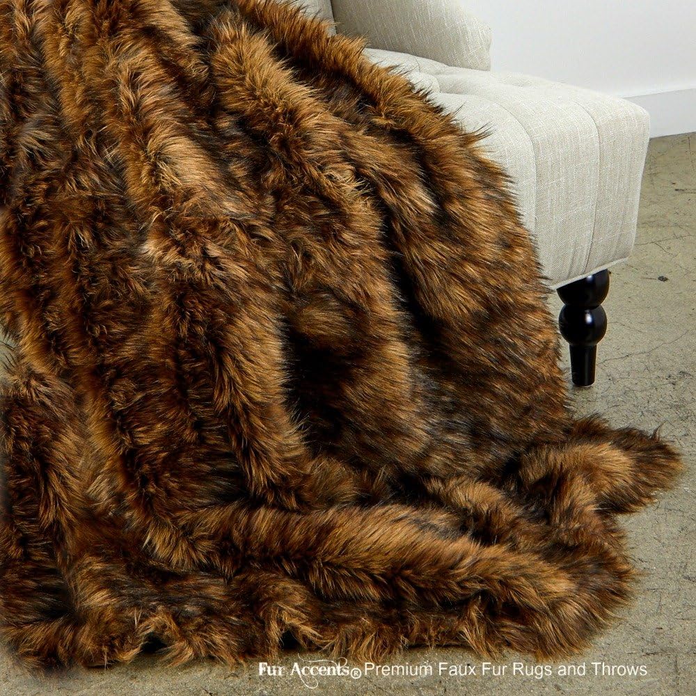 Fur Accents Sumptuous Luxury Faux Fur Throw Blanket - Designer Quality Made in America (58''x60'', Tawny Wolf) - Image 7