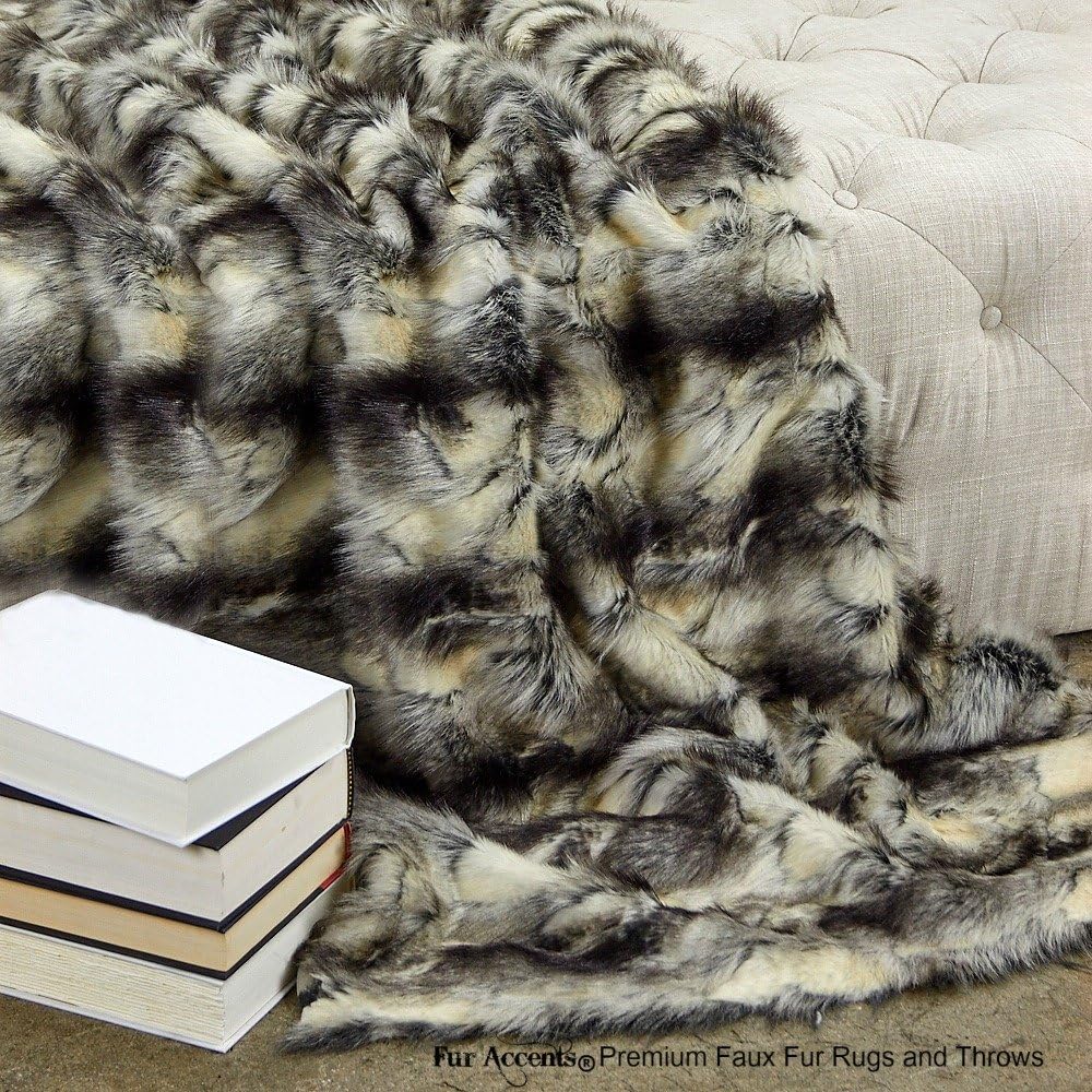 Fur Accents Sumptuous Luxury Faux Fur Throw Blanket - Designer Quality Made in America (58''x60'', Tawny Wolf) - Image 13