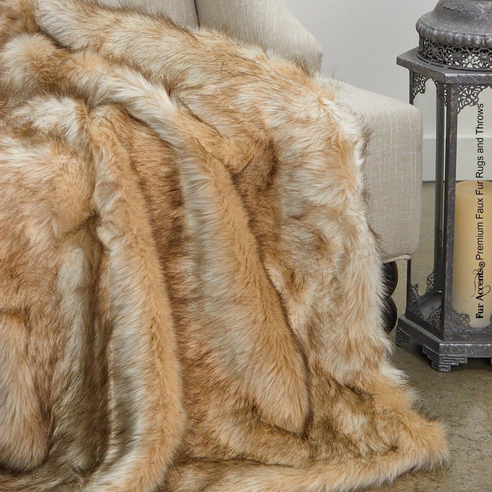 Fur Accents Sumptuous Luxury Faux Fur Throw Blanket - Designer Quality Made in America (58''x60'', Tawny Wolf) - Image 15