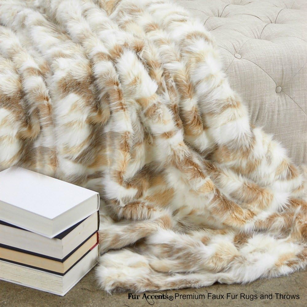 Fur Accents Sumptuous Luxury Faux Fur Throw Blanket - Designer Quality Made in America (58''x60'', Tawny Wolf) - Image 11