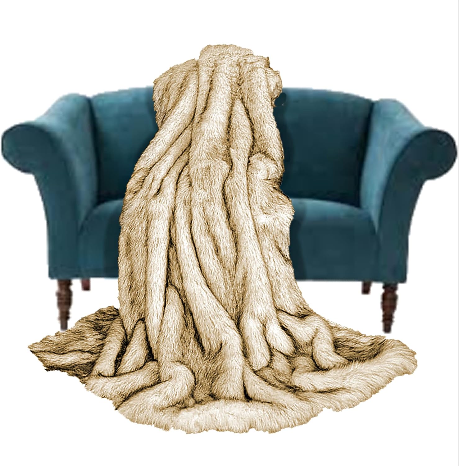 Fur Accents Sumptuous Luxury Faux Fur Throw Blanket - Designer Quality Made in America (58''x60'', Tawny Wolf) - Image 18