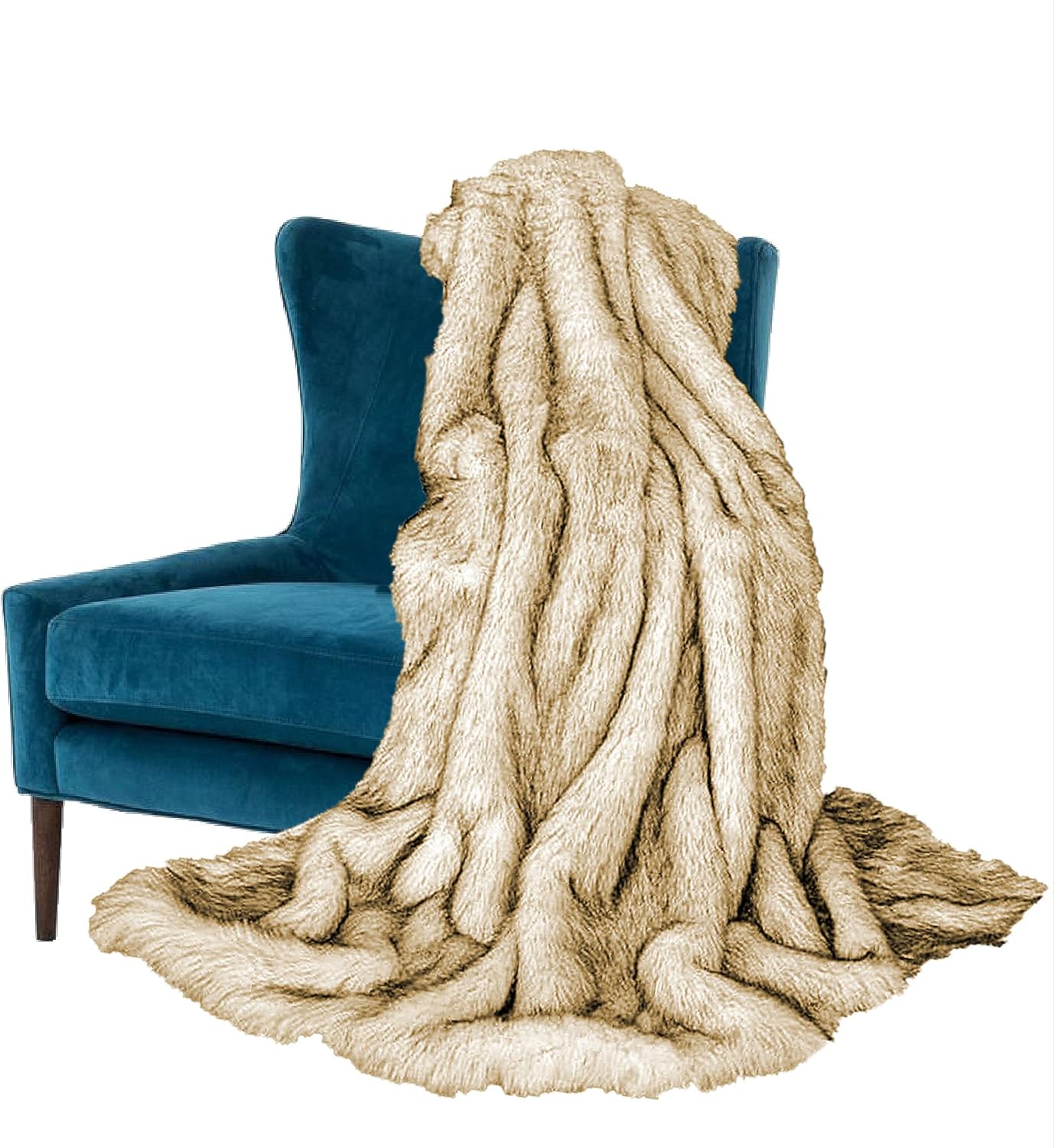 Fur Accents Sumptuous Luxury Faux Fur Throw Blanket - Designer Quality Made in America (58''x60'', Tawny Wolf) - Image 24