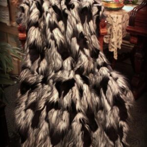 Fur Accents Throw Blanket/Coverlet/Black and White Feathery Luxury Faux Fur / 5'x6'