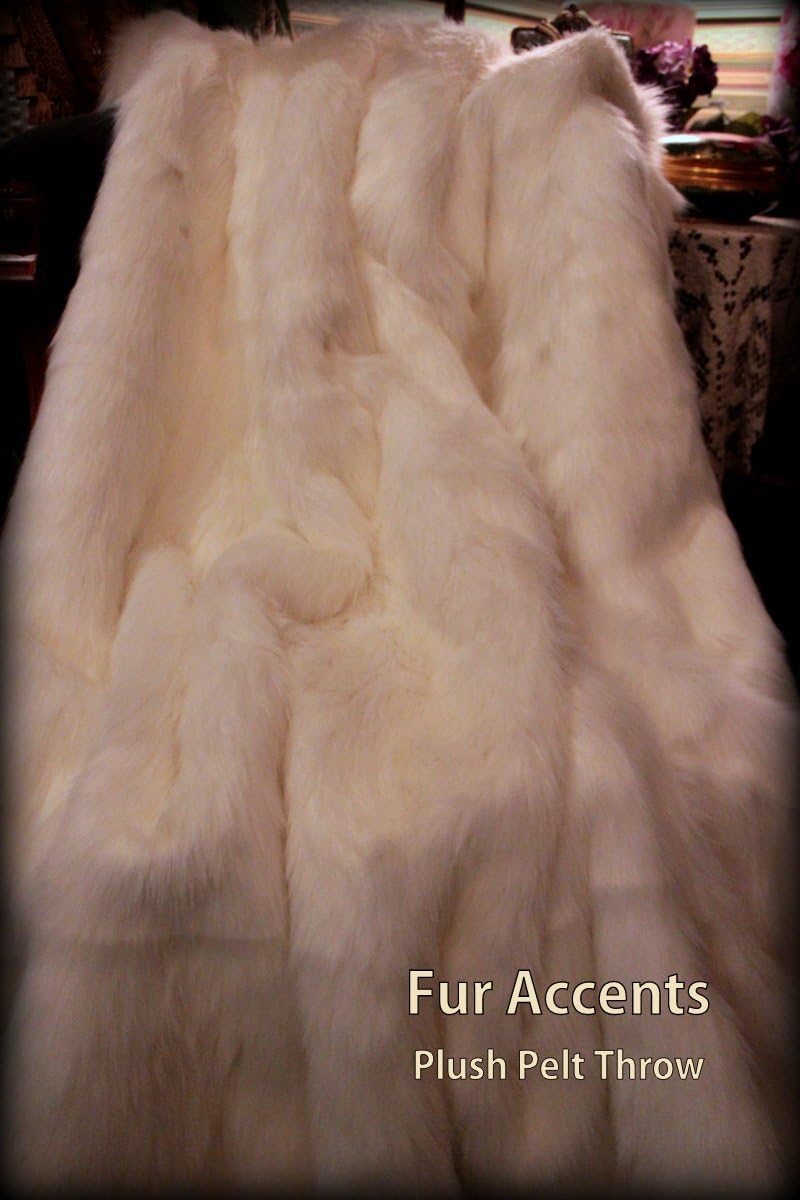 Fur Accents Throw Blanket/Coverlet/Off White Lux Faux Fur 60"x72" - Image 2