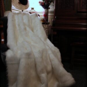 Fur Accents Throw Blanket/Coverlet/Off White Lux Faux Fur 60"x72"