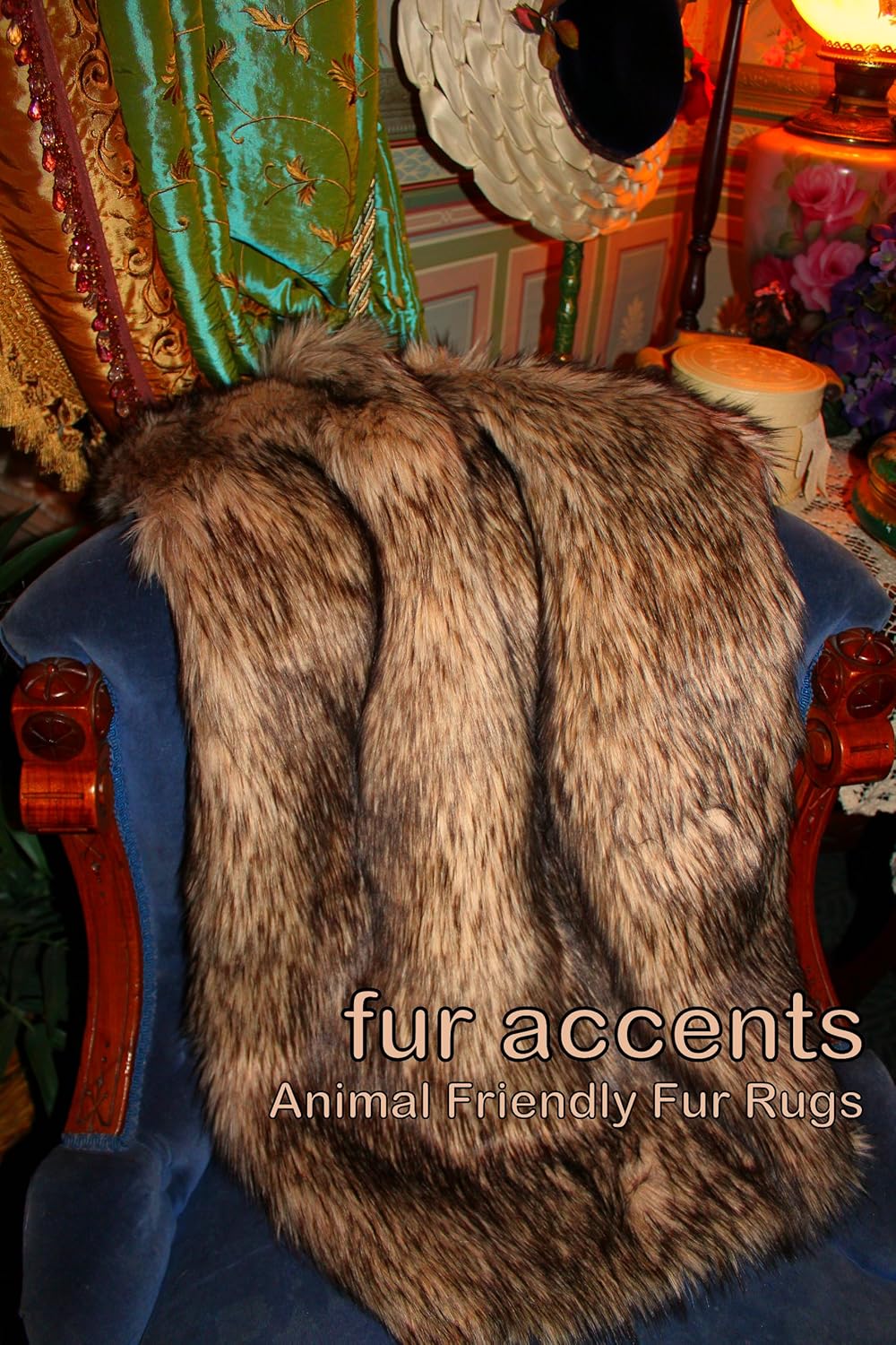 Fur Accetns Premium Faux Fur Throw Blanket/Light Brown Coyote Fur /50" X 60" / Other Sizes, Colors Available/New - Image 2