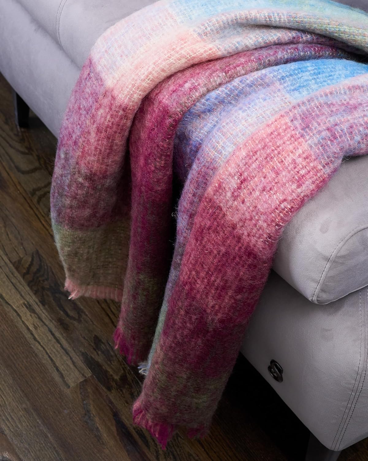 Genuine Irish Angora Mohair Wool Throw Blanket 72"x54" Inches Plaid Multicolor i##e##s: Super Soft Feel ^^ Warmth ^^ Traditional Celtic Style ^^ Imported from Ireland :i##e##s - Image 8