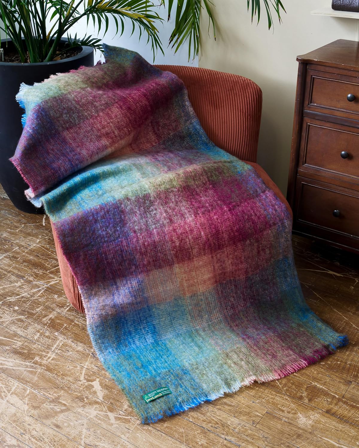 Genuine Irish Angora Mohair Wool Throw Blanket 72"x54" Inches Plaid Multicolor i##e##s: Super Soft Feel ^^ Warmth ^^ Traditional Celtic Style ^^ Imported from Ireland :i##e##s - Image 9