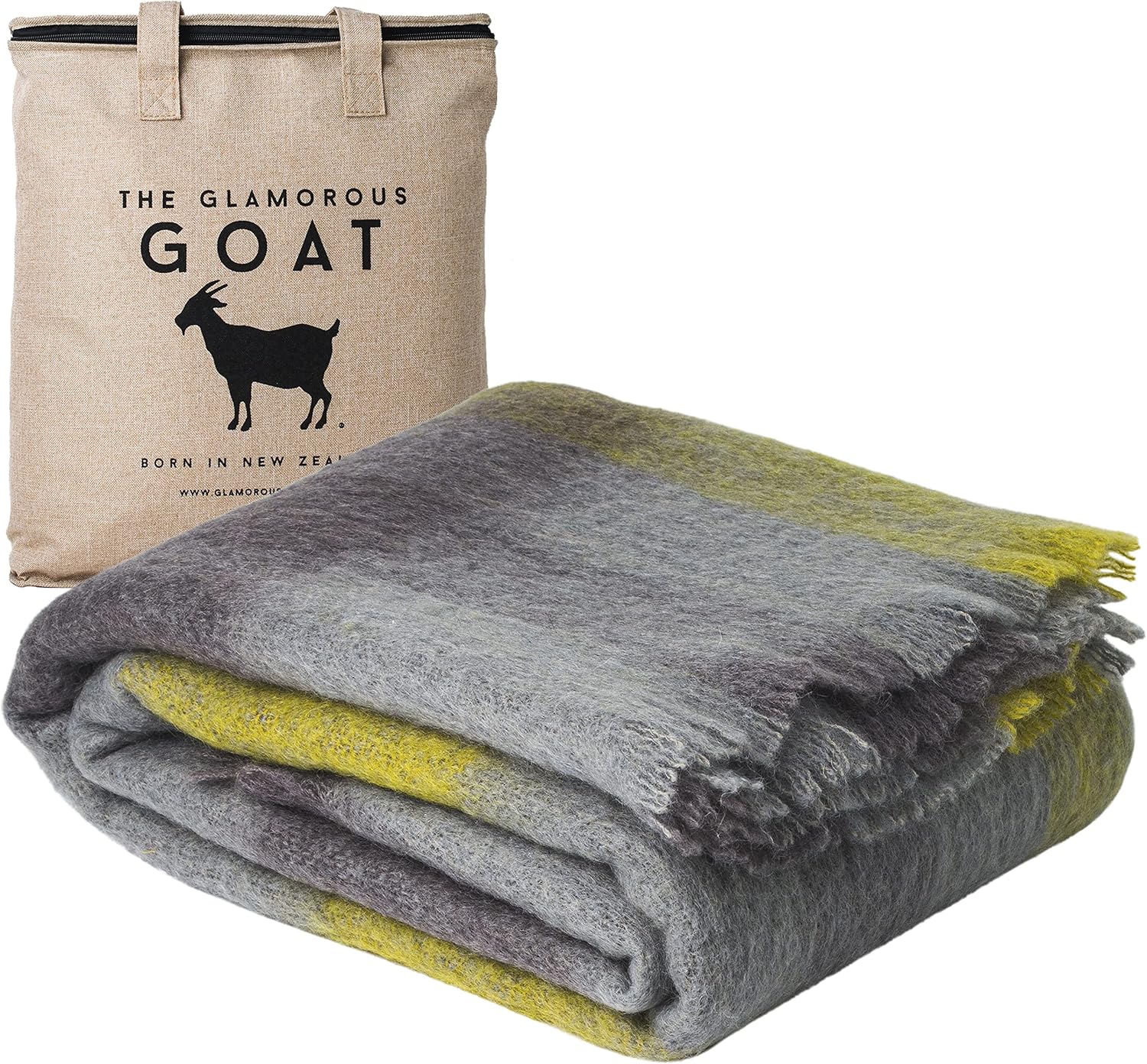 Glamorous Goat Merino Wool Throw Blanket - 55% Mohair, 34% Wool, Ultra Soft and Fluffy, Warm and Cosy, Ethically-sourced. 71' x 51'. Hemp Carrier Bag Included (Charcoal) - Image 9