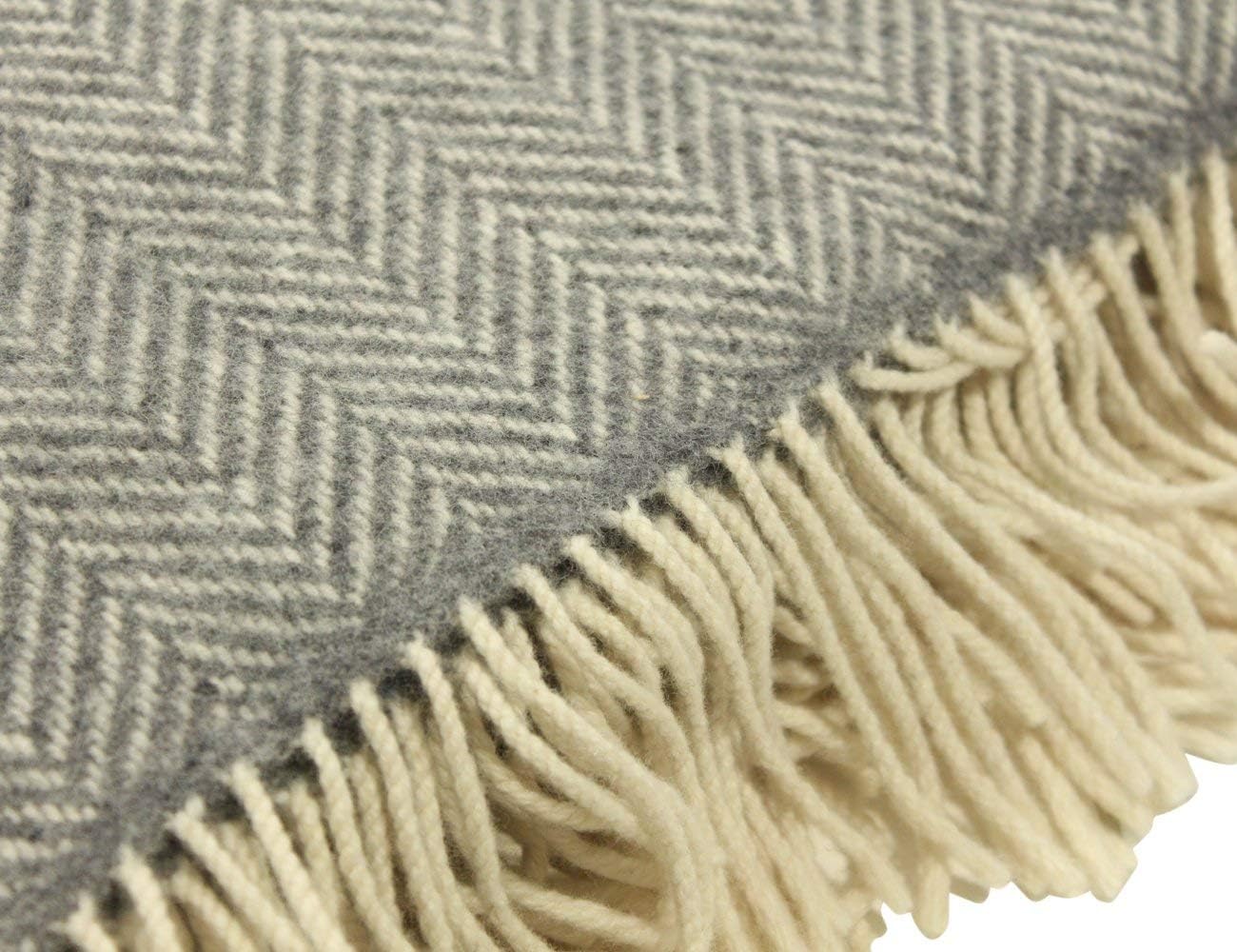 Grey Blanket Grey Wool Throw Supersoft Cashmere Fluffy Merino Wool 6 ft x 4.5 ft Classic Herrignbone Pattern Irish Artisan Weaving Mill i##e##s: Heirloom quality ^^ Woven in Ireland :i##e##s - Image 6