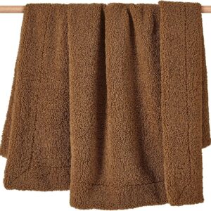 HiEnd Accents Teddy Throw Blanket 60x90 inch Umber Boucle i##e##s: Oversized ^^ Soft ^^ Cozy ^^ Plush ^^ Warm ^^ Fuzzy ^^ Fluffy ^^ Comfy ^^ Modern ^^ Classic :i##e##s