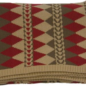 HiEnd Accents Wilderness Ridge Red Tan Olive Green Cotton Throw Blanket 50x60 inch Aztec