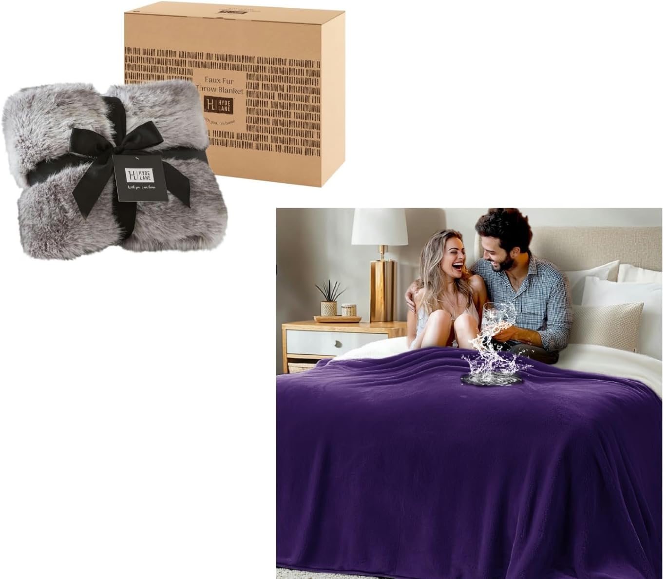 Hyde Lane Love Blanket 80x90 & Faux Fur Throw Blanket Set 60x80