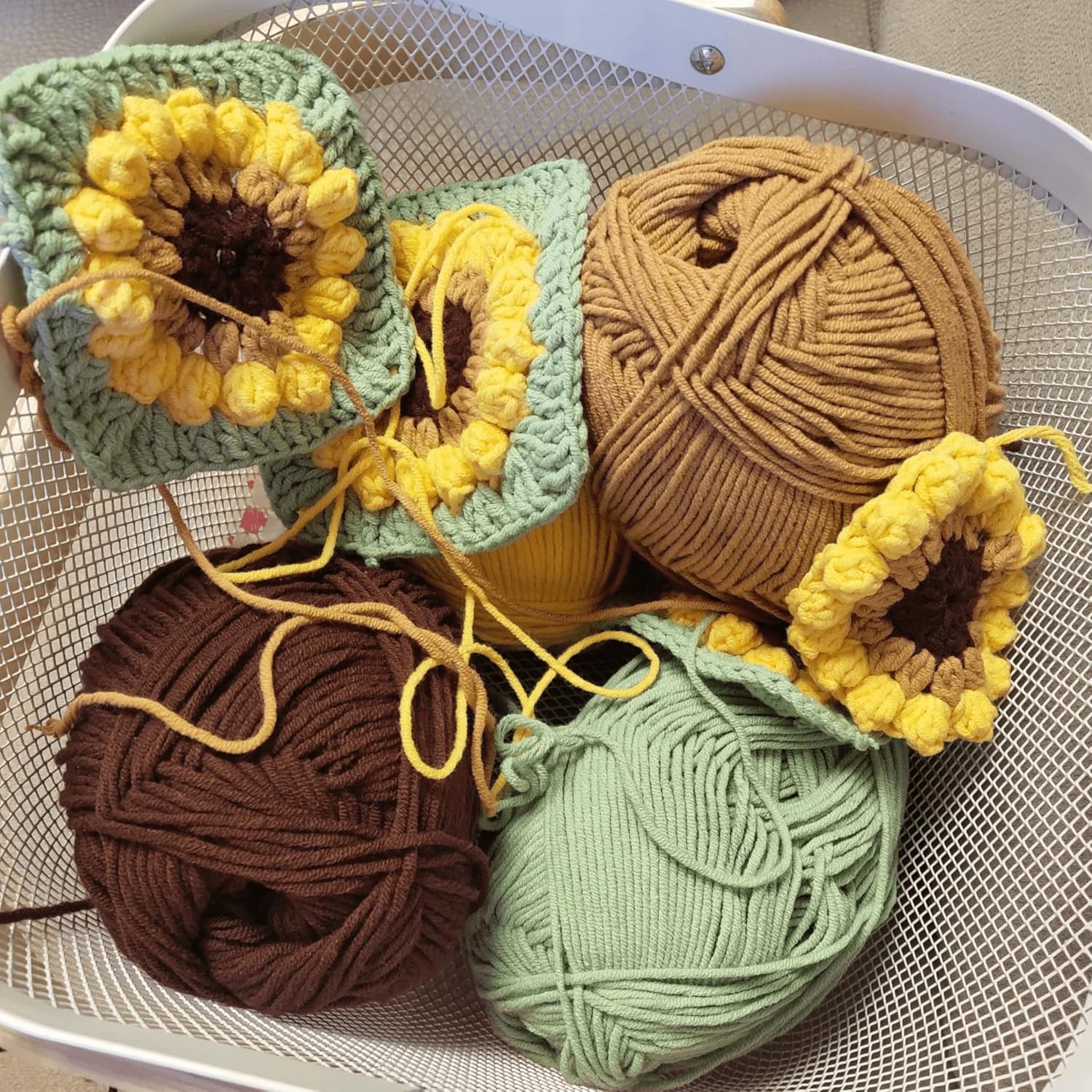 HZYZW Crochet Knitted Sunflower Throw Blanket 59''X59'' 150X150cm i##e##s: Boho ^^ Granny Blankt ^^ Travel Cushion ^^ Comforter ^^ for Sofa ^^ Couch ^^ Bed Room ^^ y2k ^^ Decor :i##e##s - Image 6